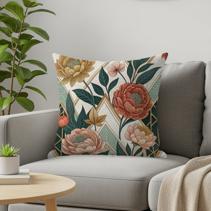 Geometric Floral Art Nouveau Style Patterned Throw Pillows - Walk Greener