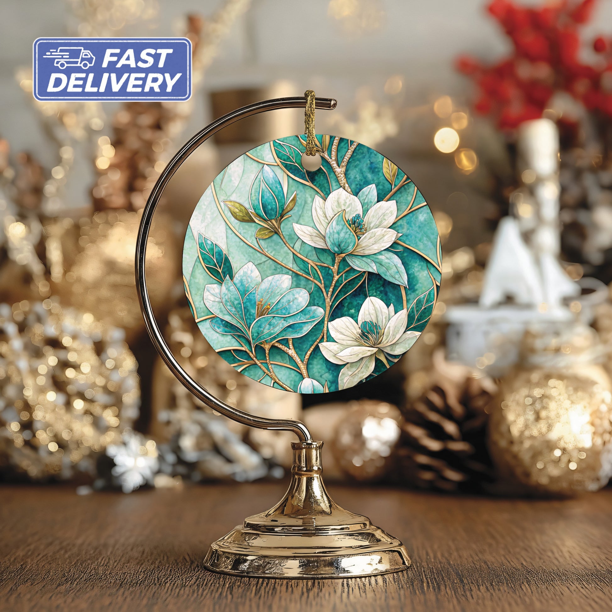 Beautiful Floral Design Round Ornament Home Decoration