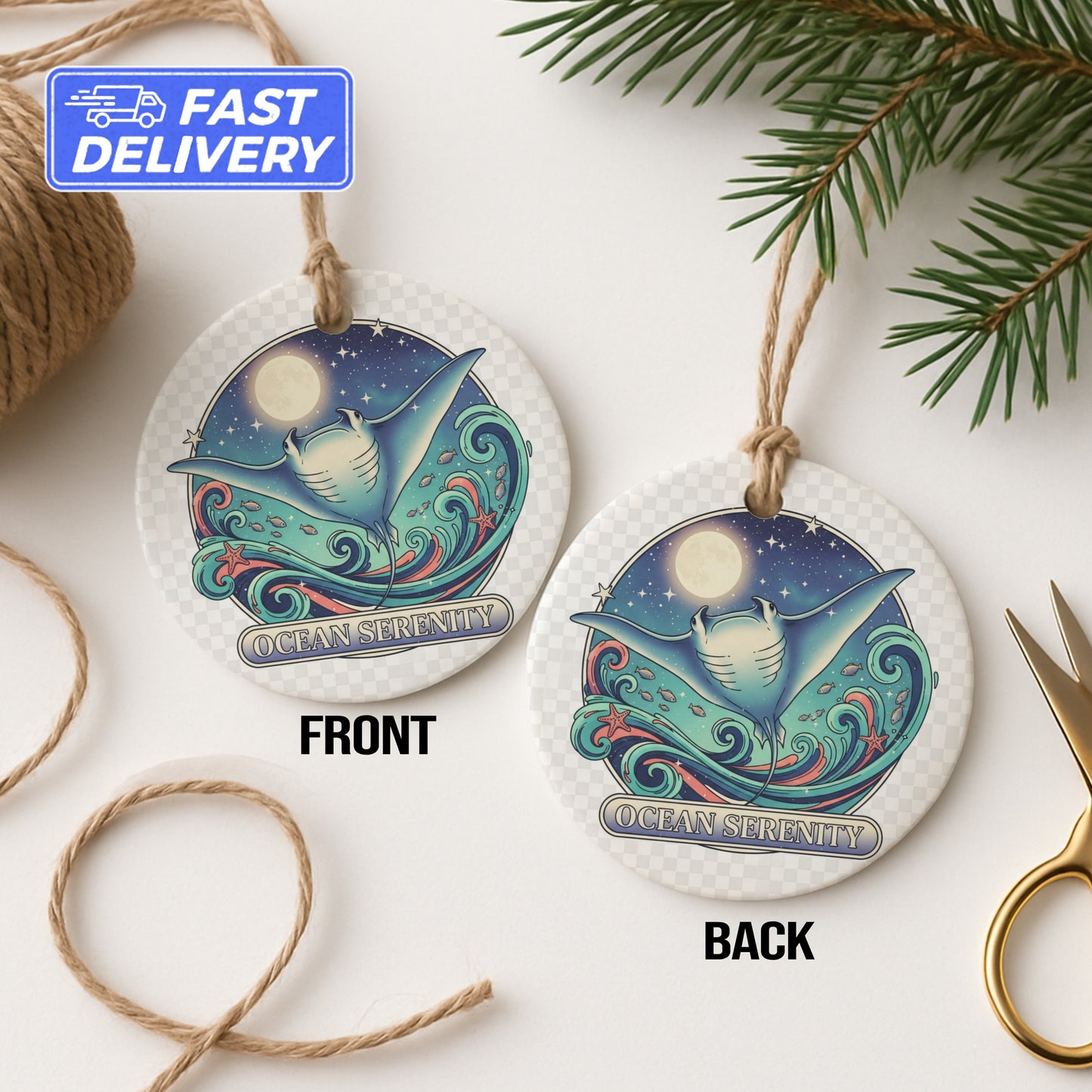 Ocean Serenity Double Sided Ornament product type
