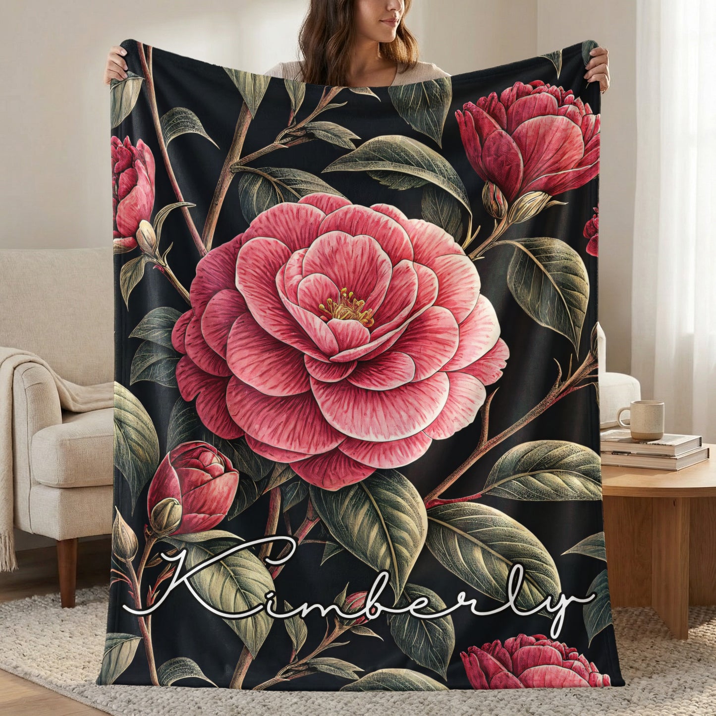 Kimberly Floral Design Personalized Blanket