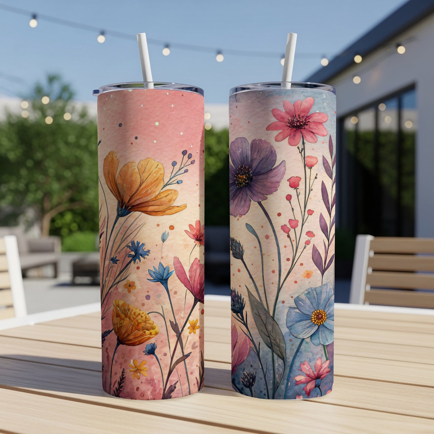 Artistic Floral Design a Perfect Touch for your 20 oz Skinny - Walk Greener
