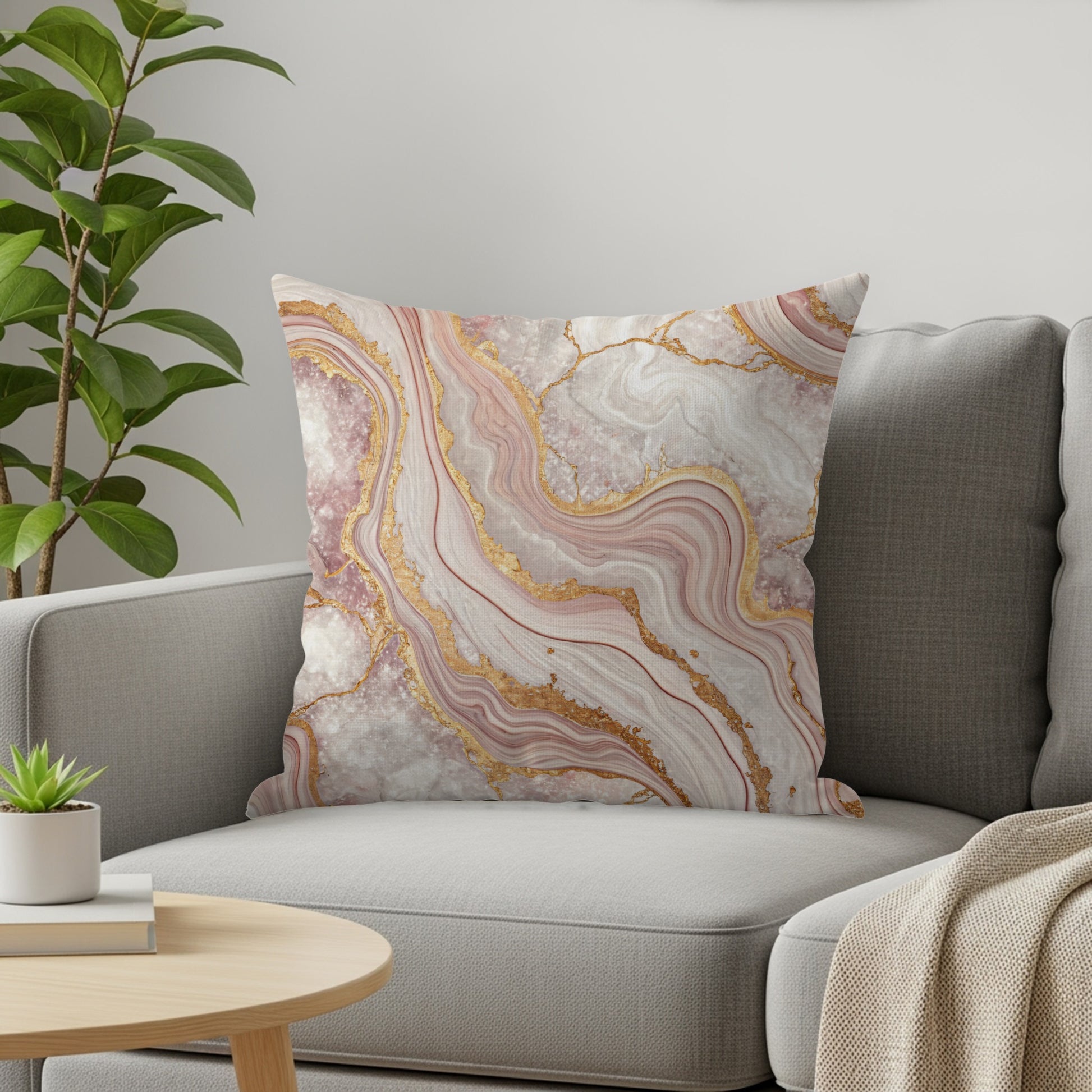 Marble Effect Design Throw Pillow Decorative Cushion
