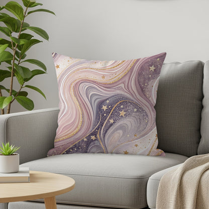 Dreamy Starry Abstract Design with Gold Accents Throw Pillows - Walk Greener