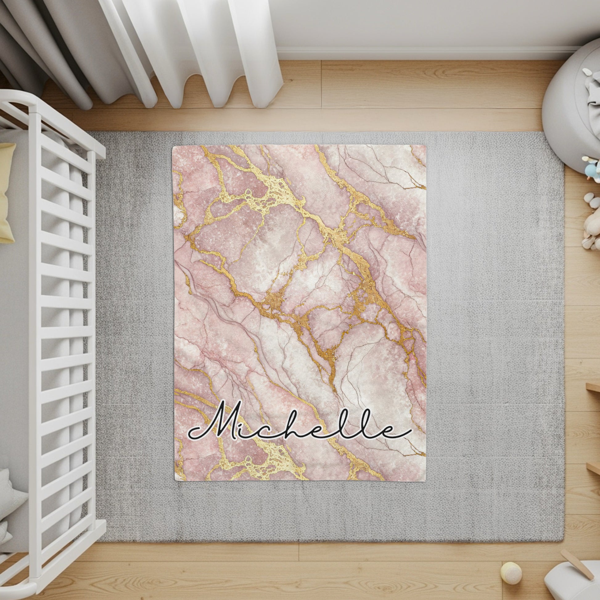 Pink Marble Personalized Style Custom Name Blanket - Walk Greener