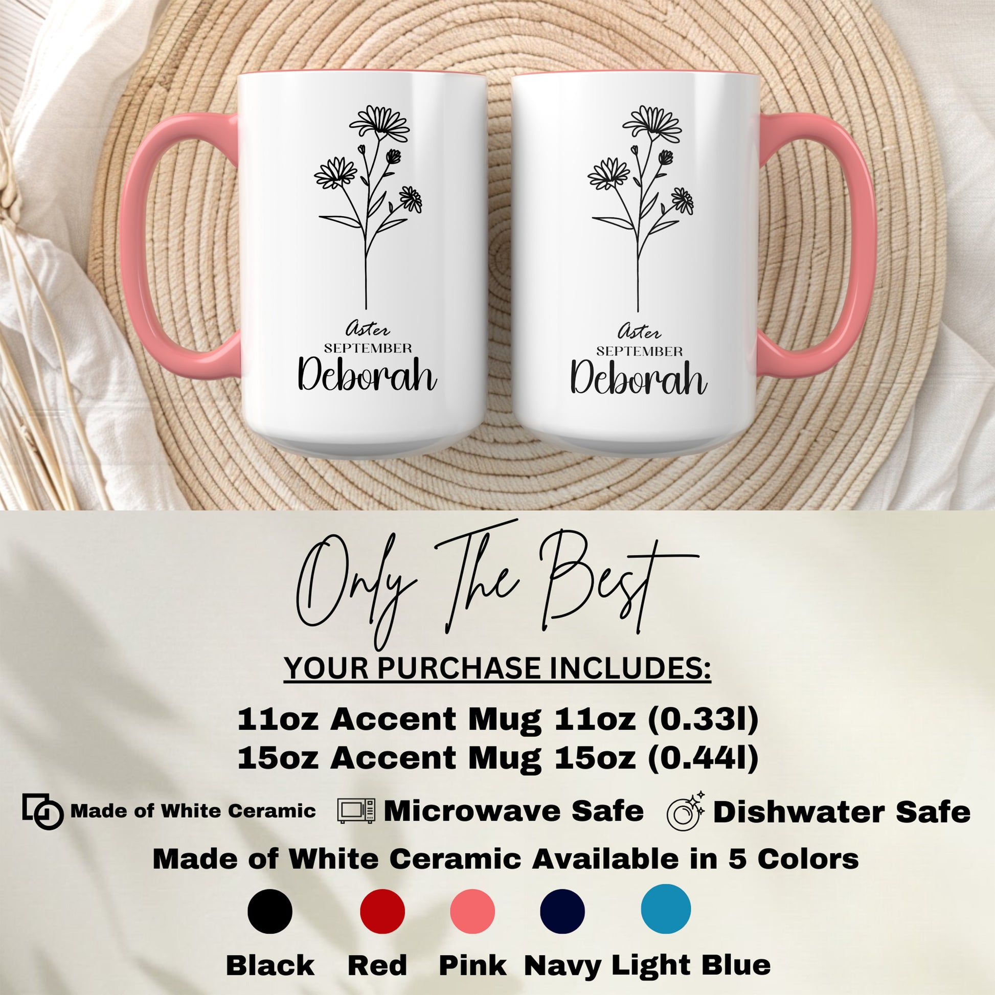 Aster September Deborah Mug Personalized Ceramic Mug