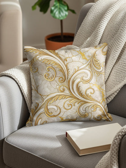 Elegant Gold Scroll Design Throw Pillow for Home Decor