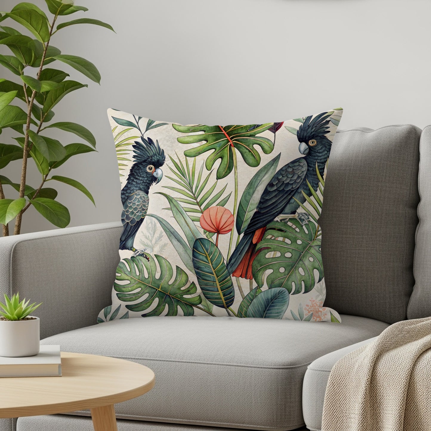 Tropical Parrot Print Throw Pillow for Home Decor