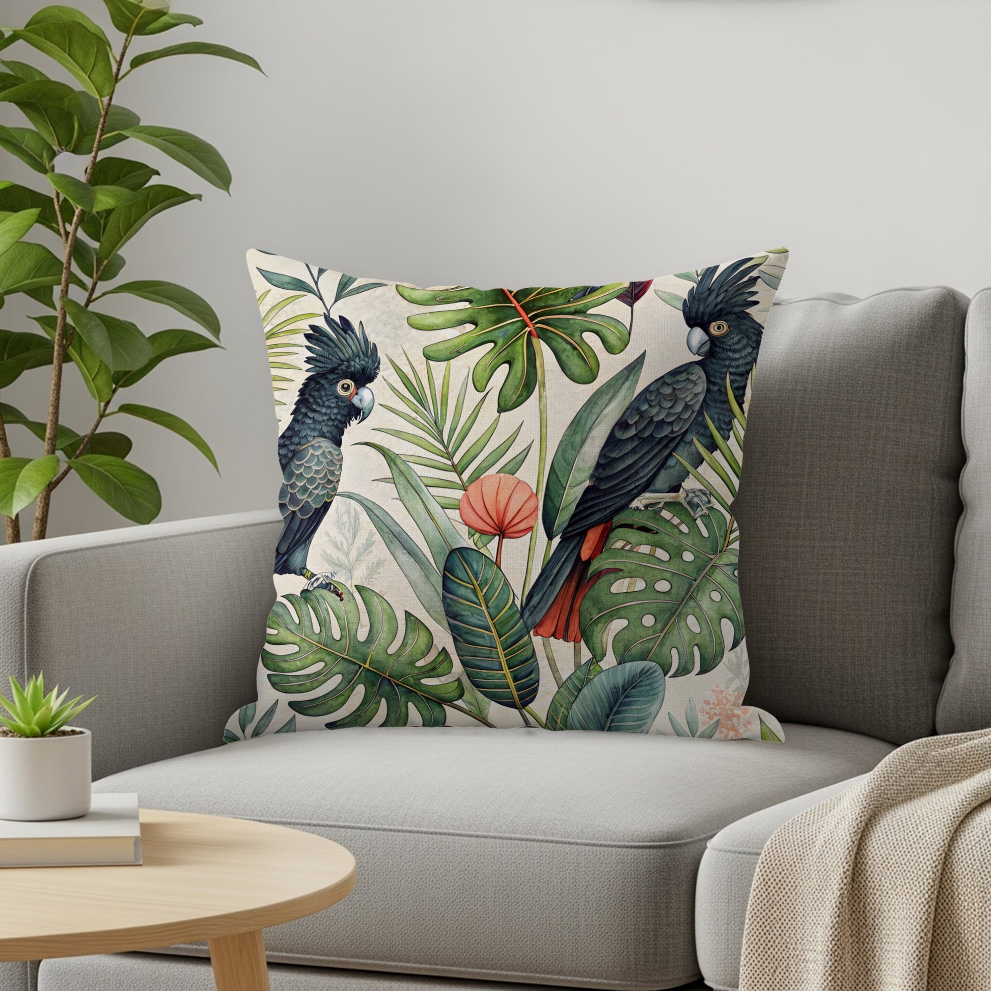 Tropical Parrot Print Throw Pillow for Home Decor