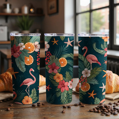 Tropical Flamingo and Floral Insulated Tumbler Product