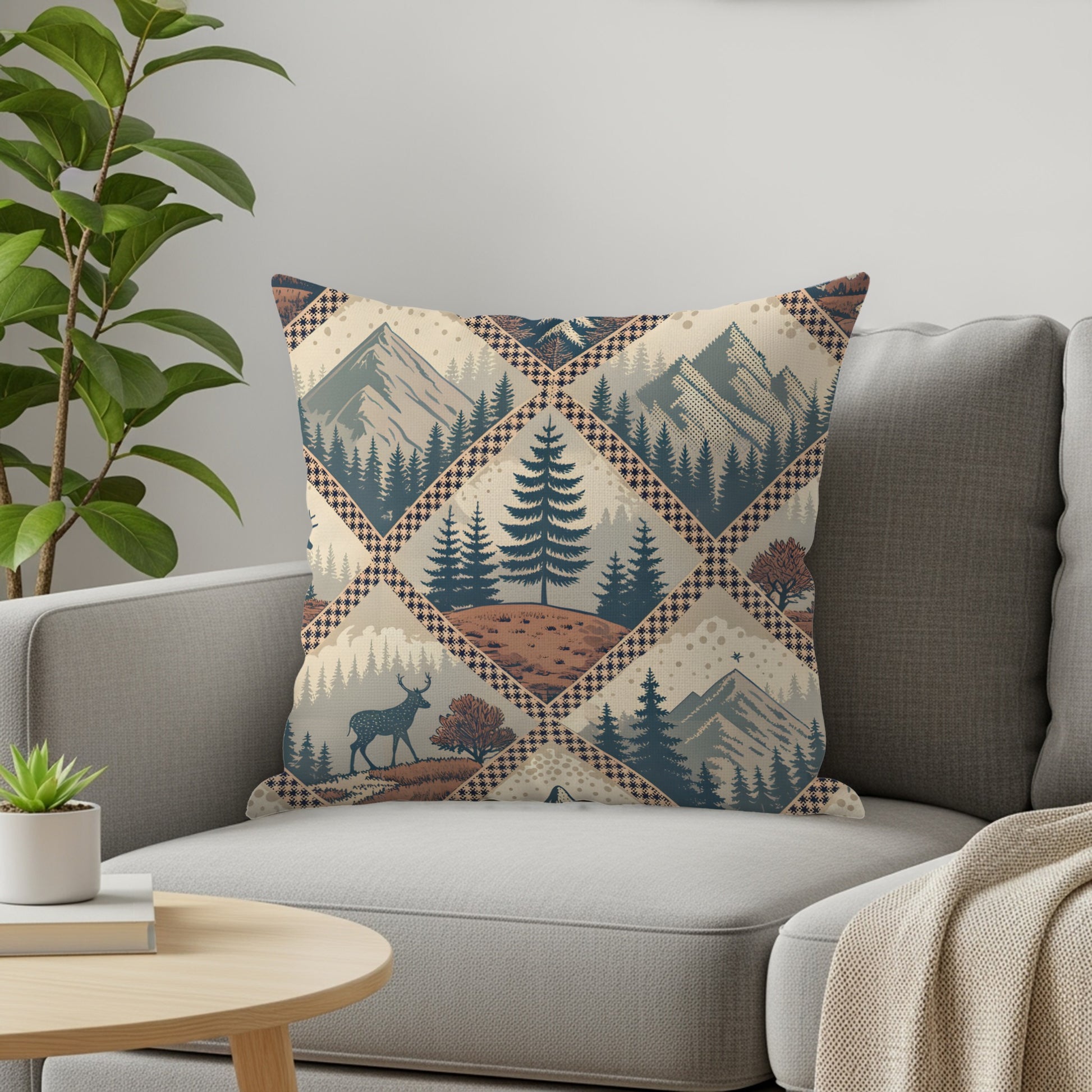 Mountain Pine Forest With Deer Decorative Pillows & Pillow Cases - Walk Greener