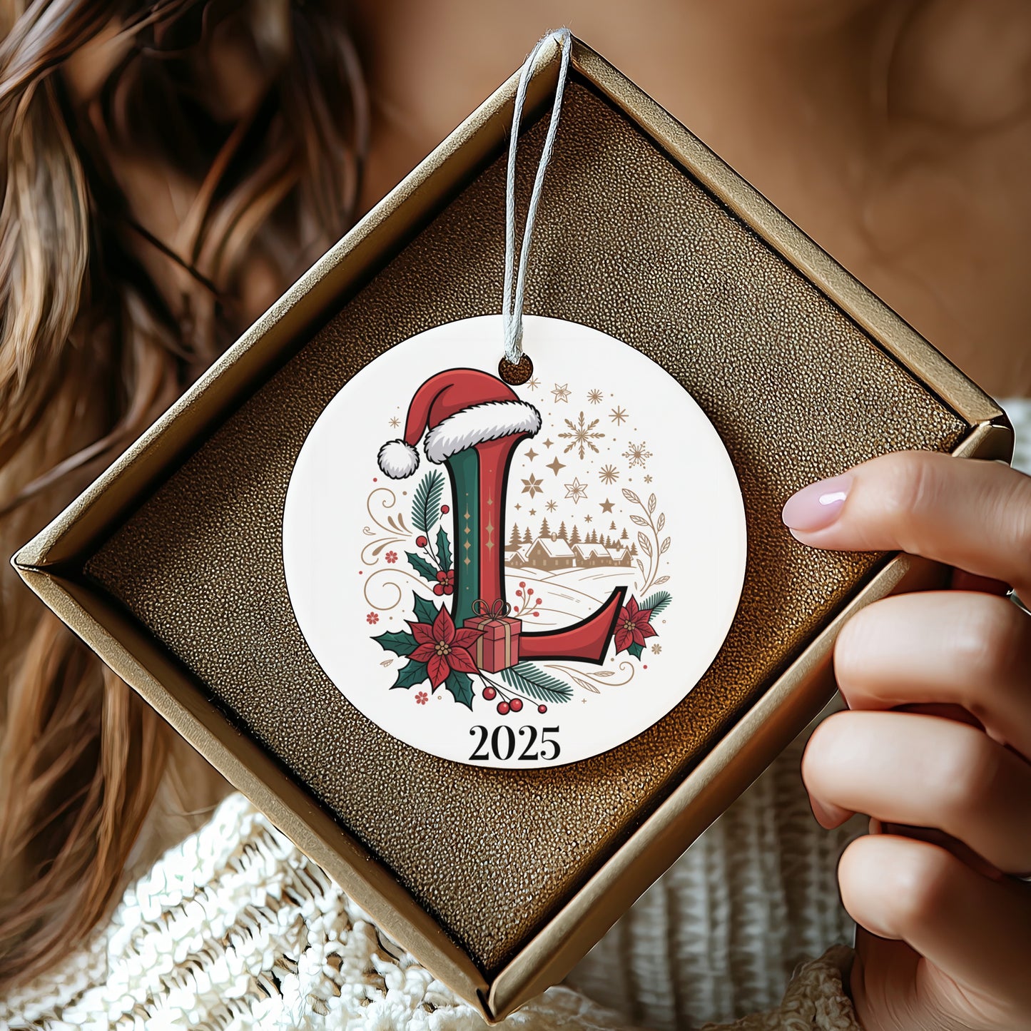 Personalized Santa Hat Initial Ornament Christmas product