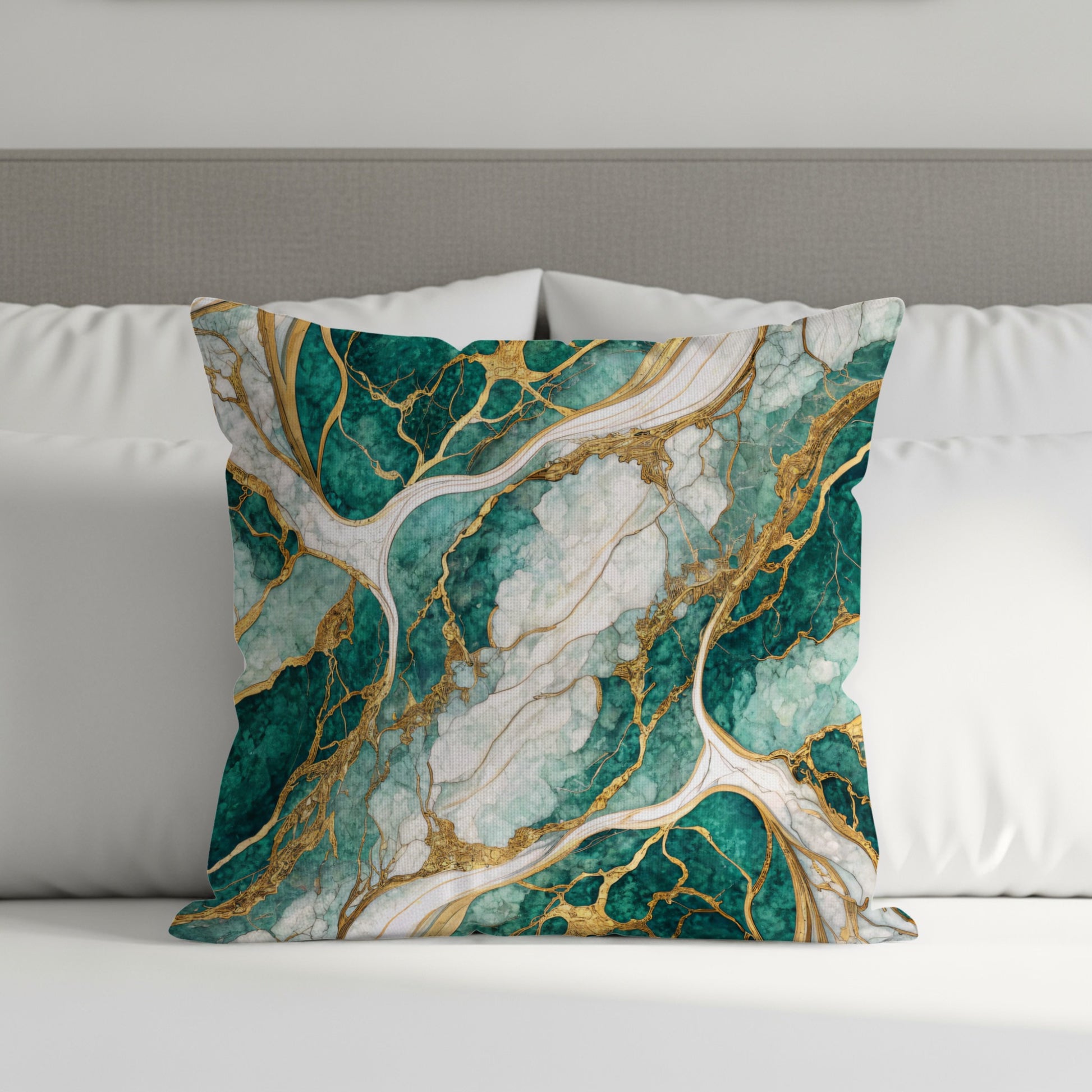 Elegant Green Marble Pattern Decorative Pillow Product