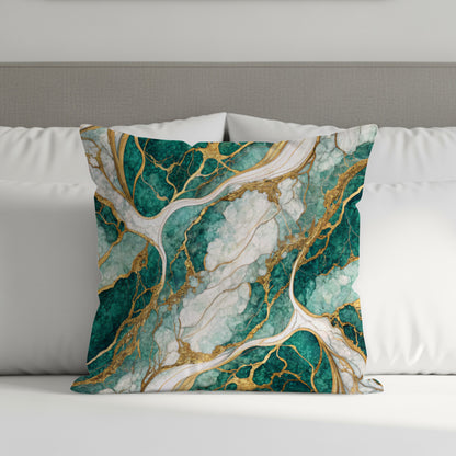 Elegant Green Marble Pattern Decorative Pillow Product