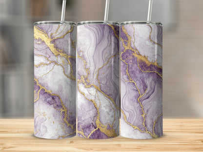 Elegant Purple and Gold Marble Design Tumbler