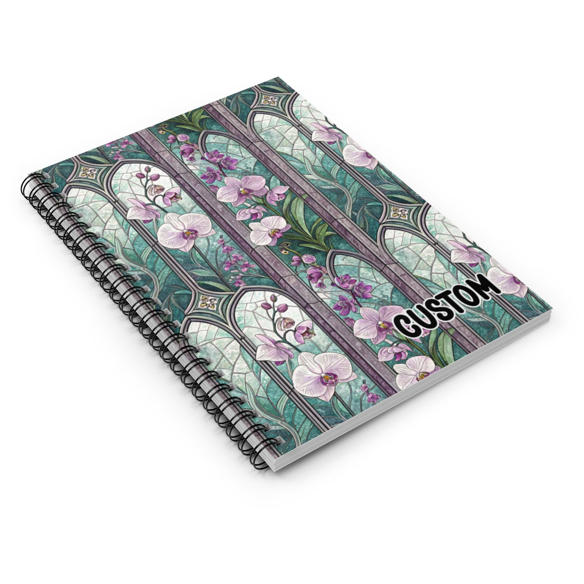 Floral Stained Glass Window Design Custom Notebook