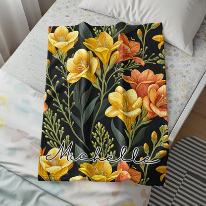 Floral Custom Name Design Perfect Gifts Custom Blanket - Walk Greener