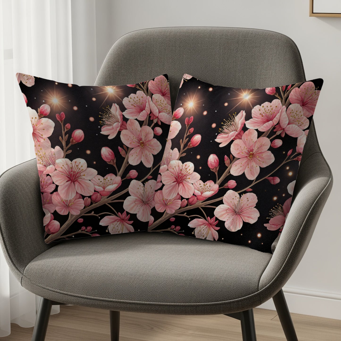 Beautiful Pink Blossom Pattern Decorative Pillow Set