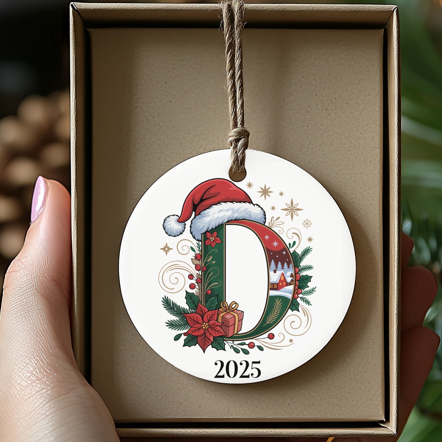 Personalized Santa Hat Initial Ornament 2025 product type