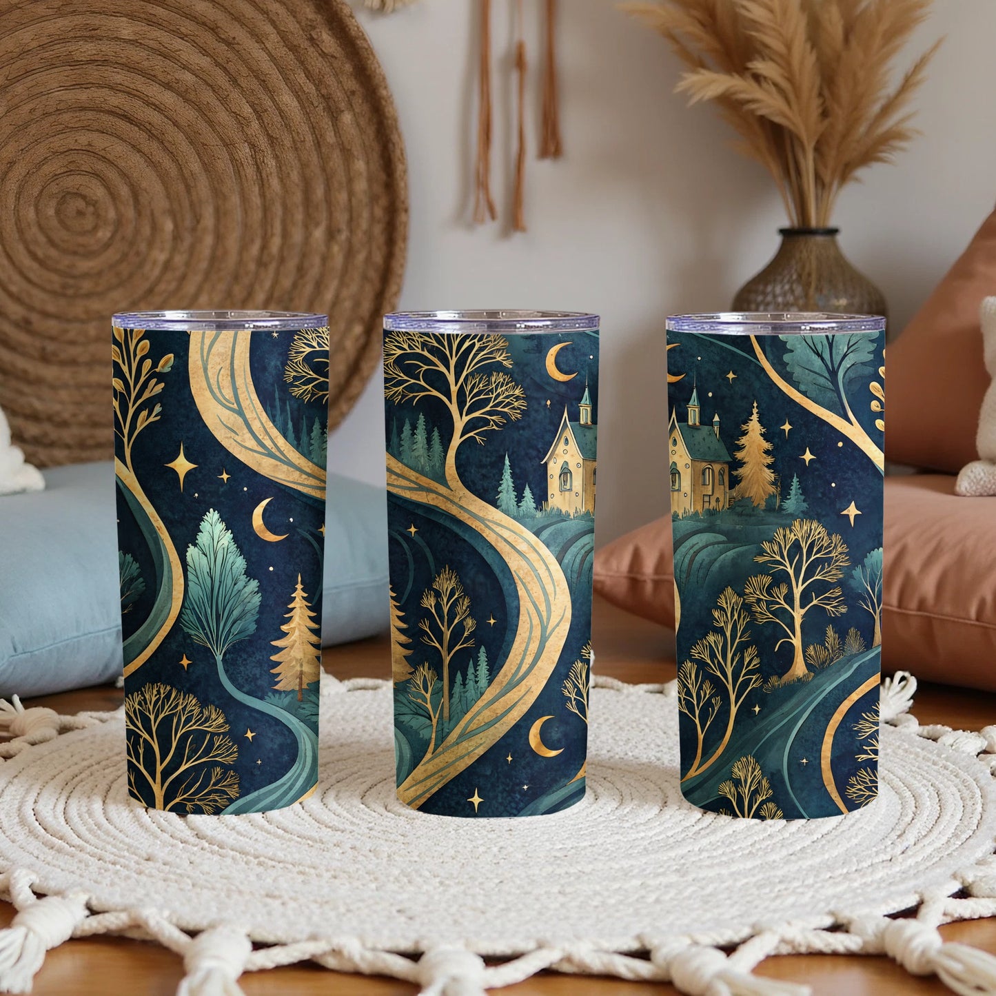 Enchanting Night Forest Scene Travel Tumbler