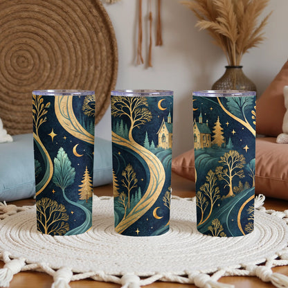 Enchanting Night Forest Scene Travel Tumbler