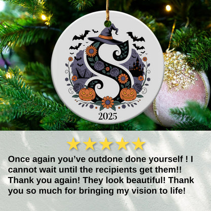 Halloween Witch and Pumpkin Christmas Ornament product