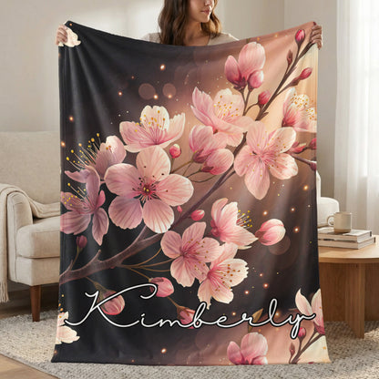 Kimberly Cherry Blossom Design Personalized Blanket