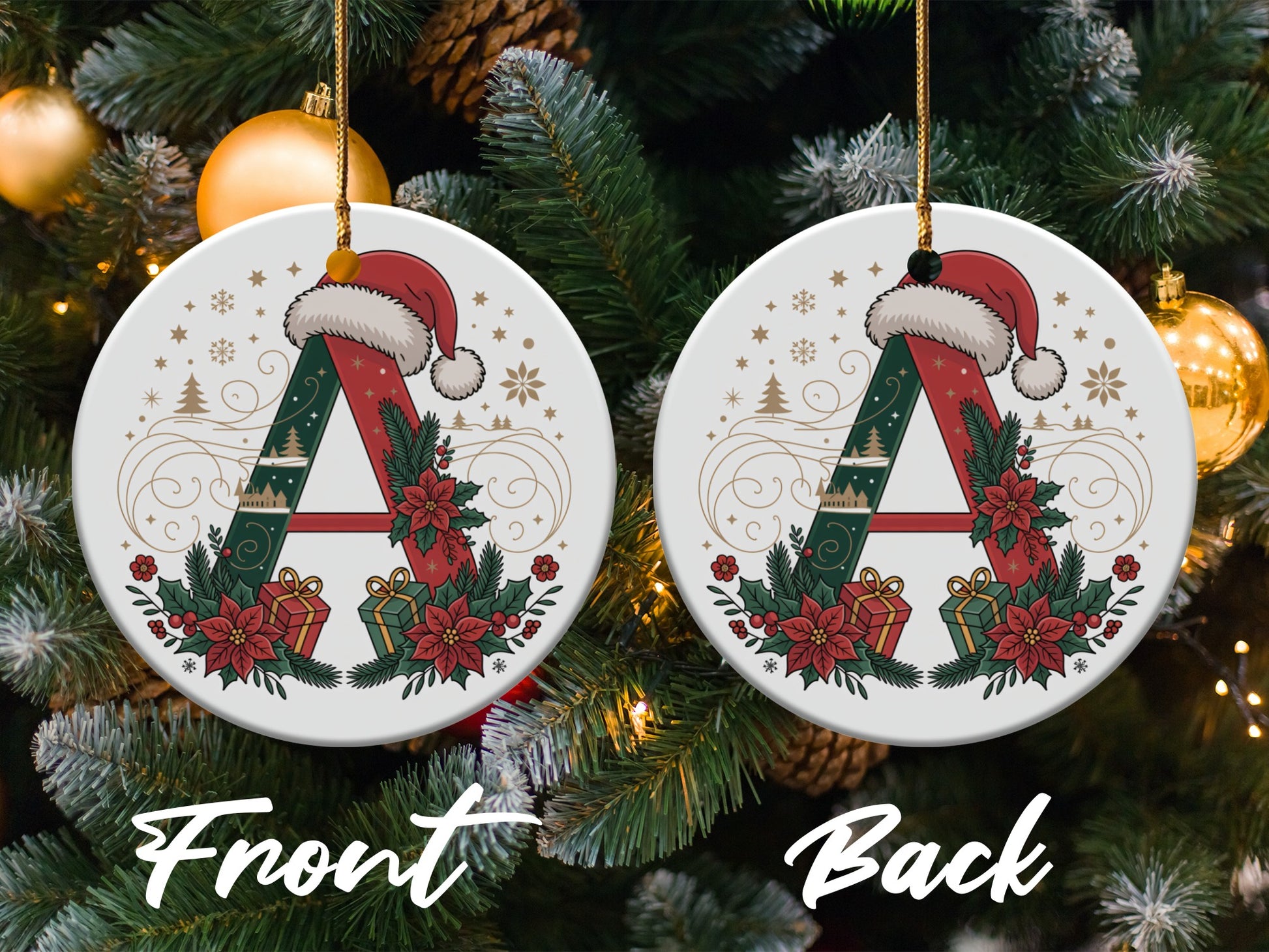Holiday Themed Letter A Christmas Ornament product