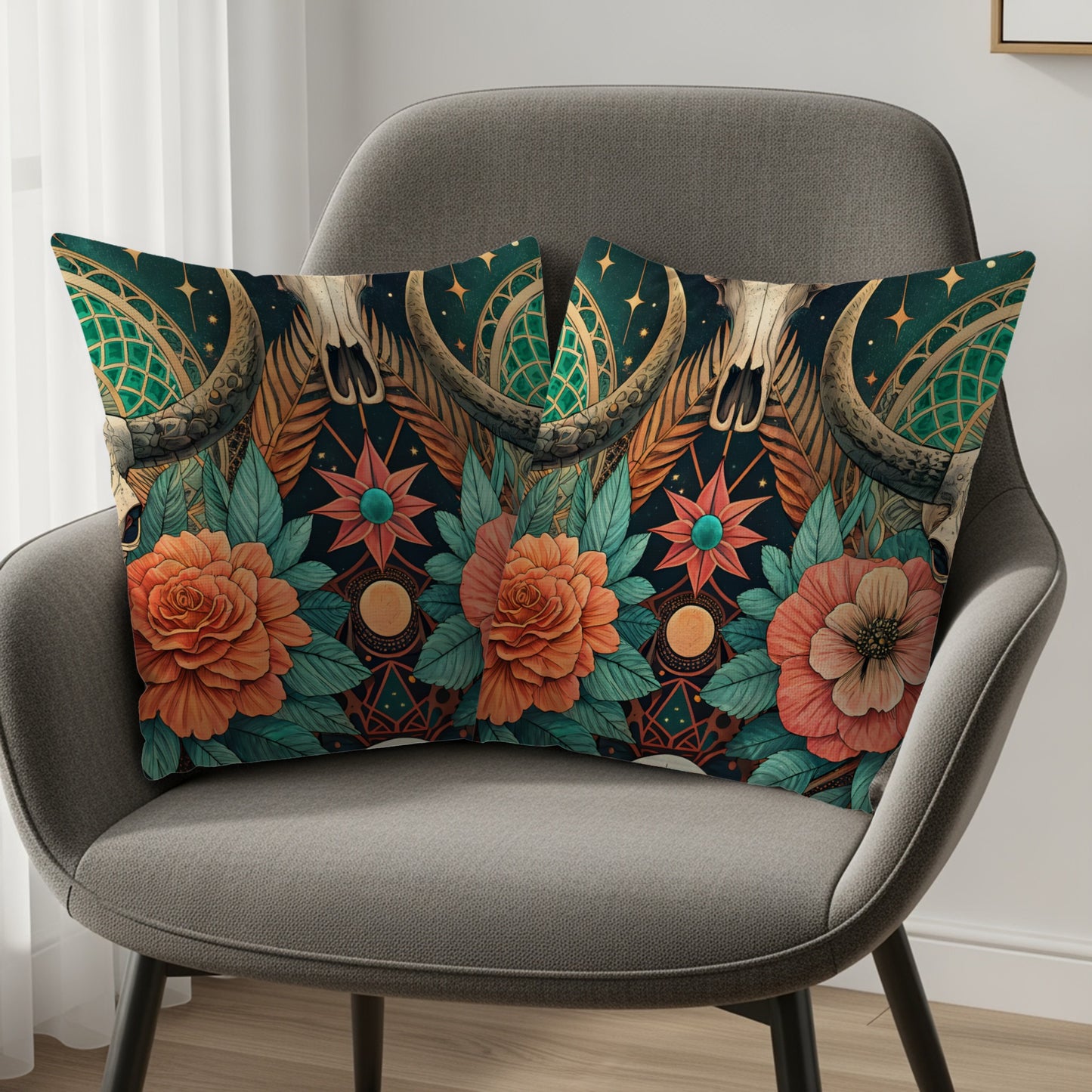 Decorative Floral Skulls Patterned Texture Design Pillows & Pillow Cases - Walk Greener