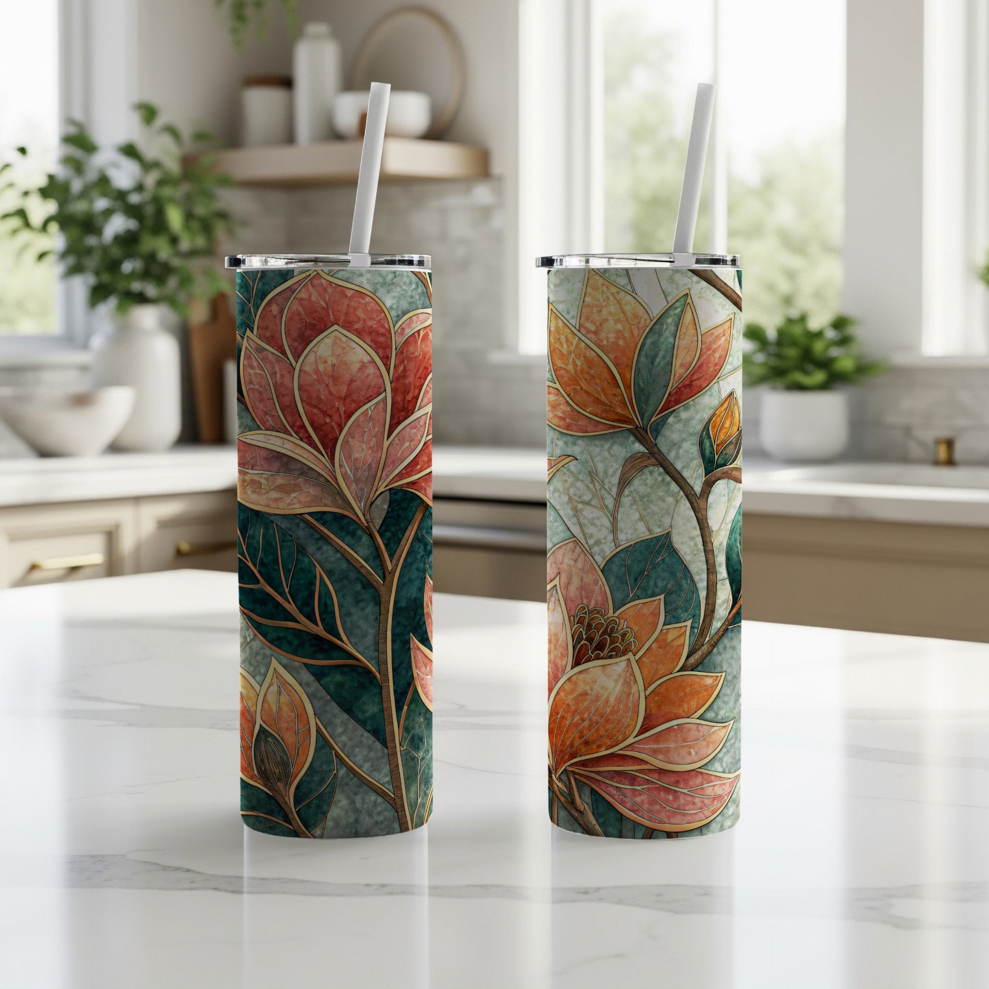 Elegant Floral Dream Design Perfect Art Nouveau Style 20 oz Skinny Tumbler - Walk Greener