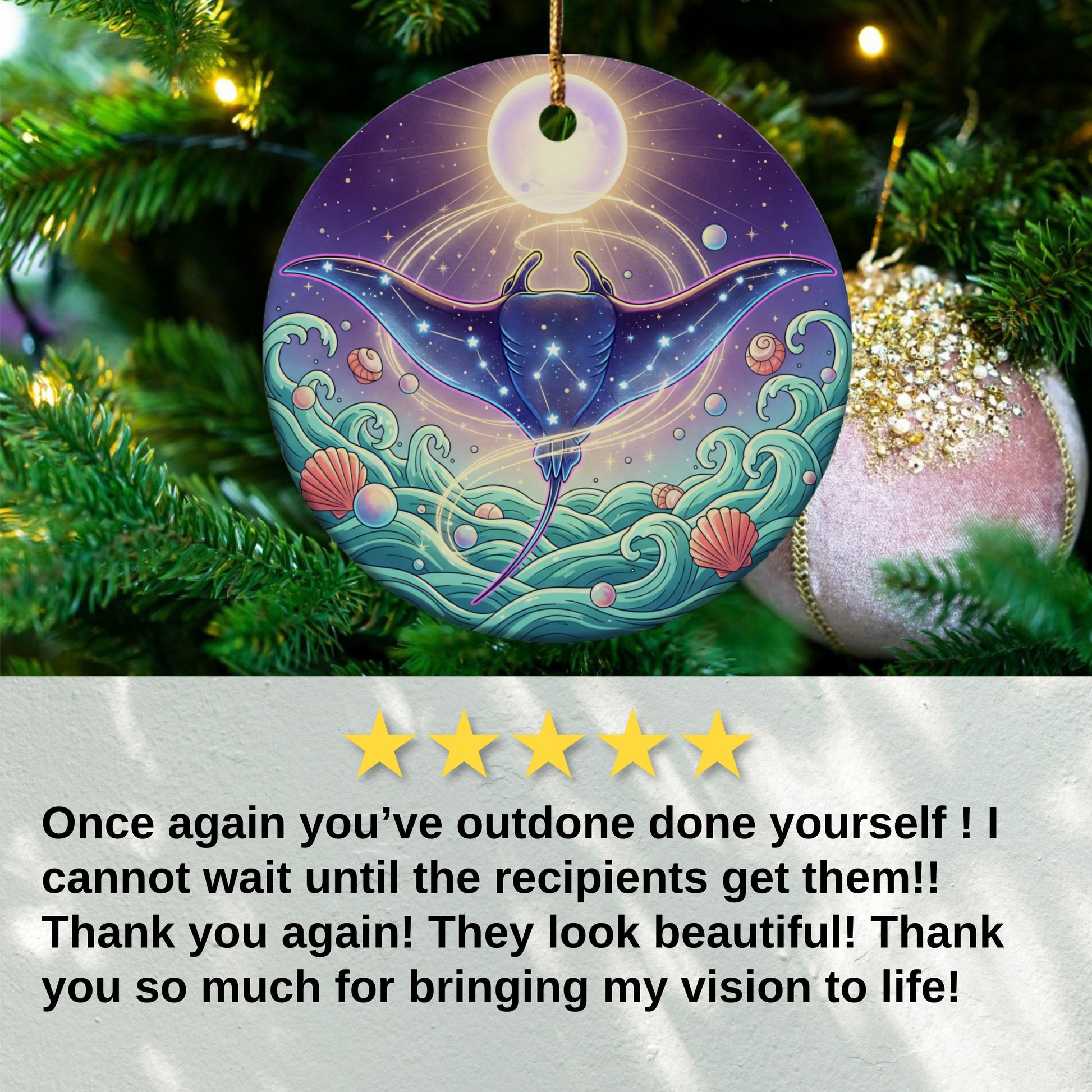 Beautiful Manta Ray Ornament for Holiday Tree product