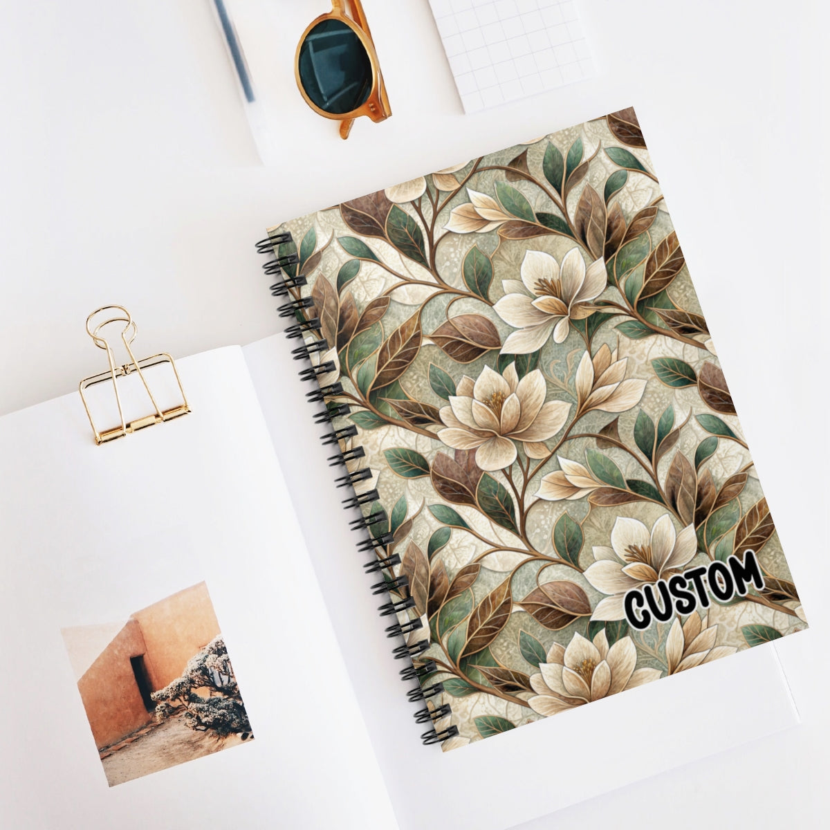 Custom Floral Design Spiral Bound Notebook