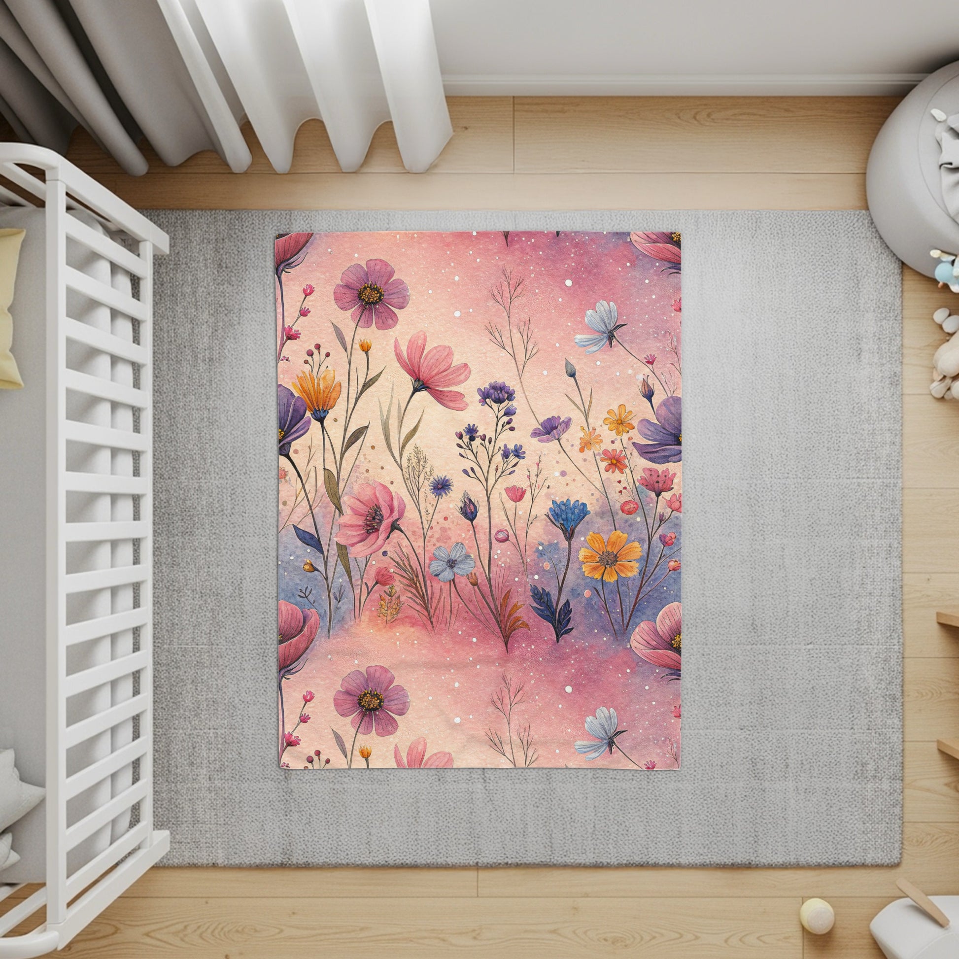 Watercolor Flowers In Pink and Purple Floral Pattern - Walk Greener