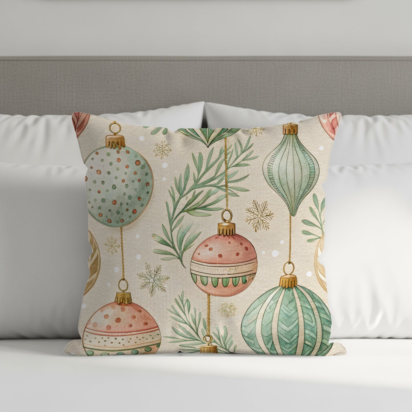Pastel Repeat Pattern on Beige Background Throw Pillows - Walk Greener