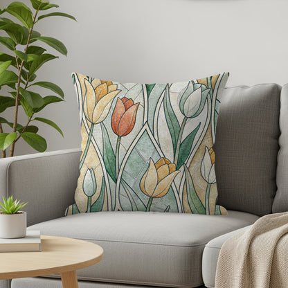 Floral Stained Glass Art Style Pattern Decorative Throw Pillows - Walk Greener