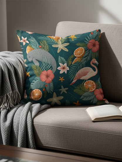 Tropical Wildlife Theme Throw Pillow for Couch