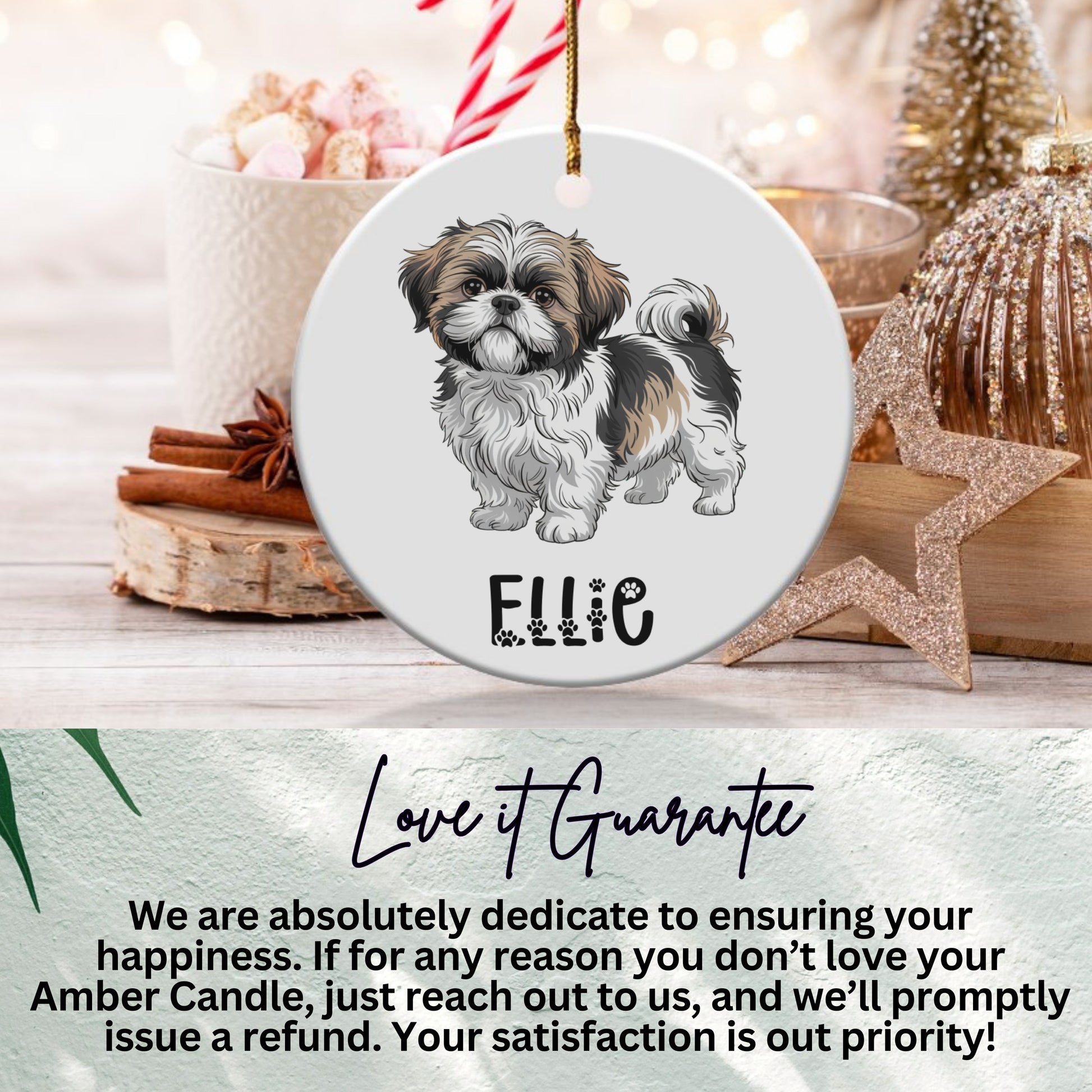Personalized Cute Dog Illustration on Ornament product
