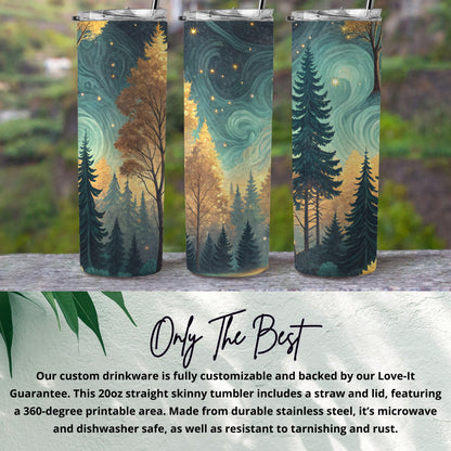 Starry Forest Customizable 20oz Skinny Tumbler