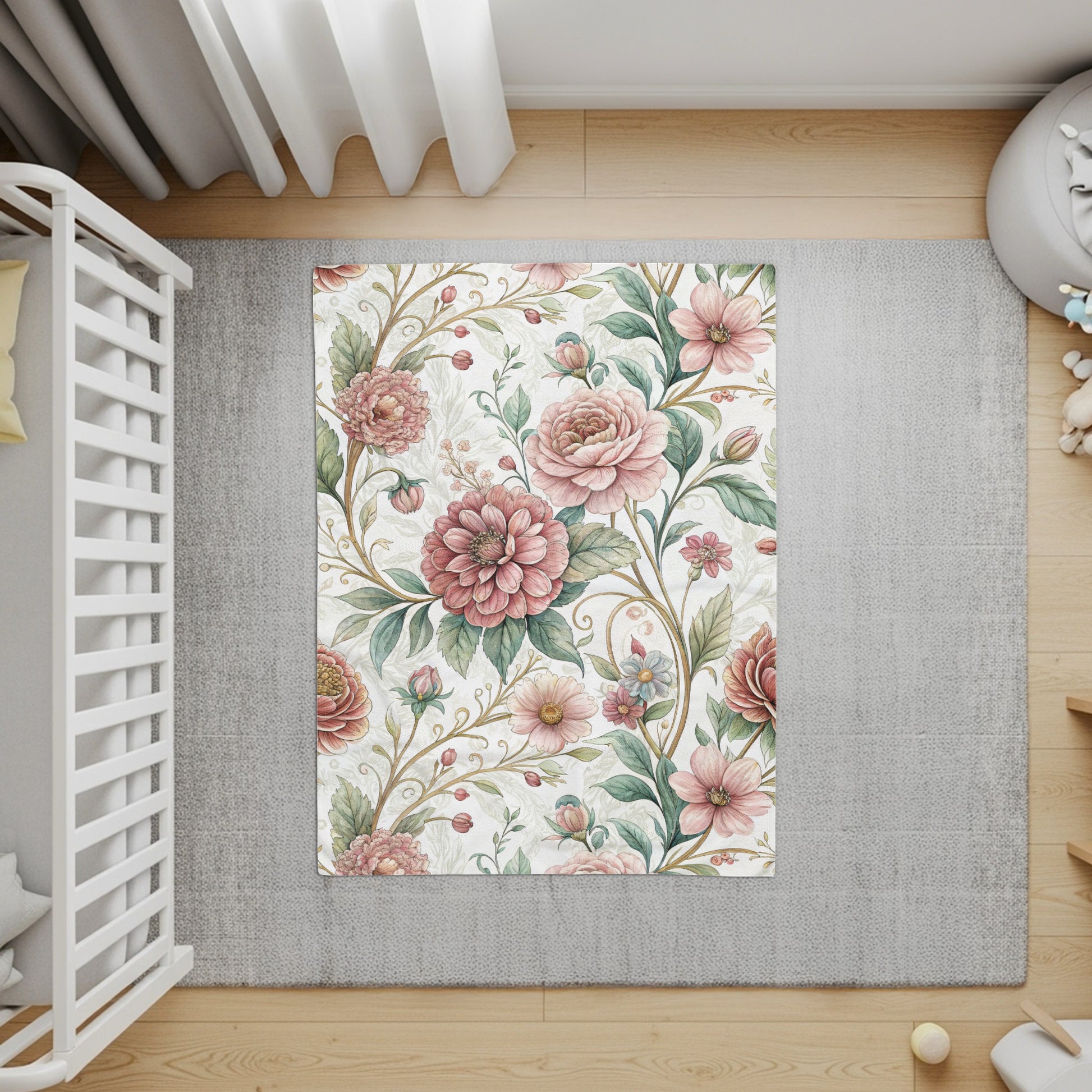 Elegant Botanical Garden Inspired Floral Art Design Velveteen Plush Blankets - Walk Greener