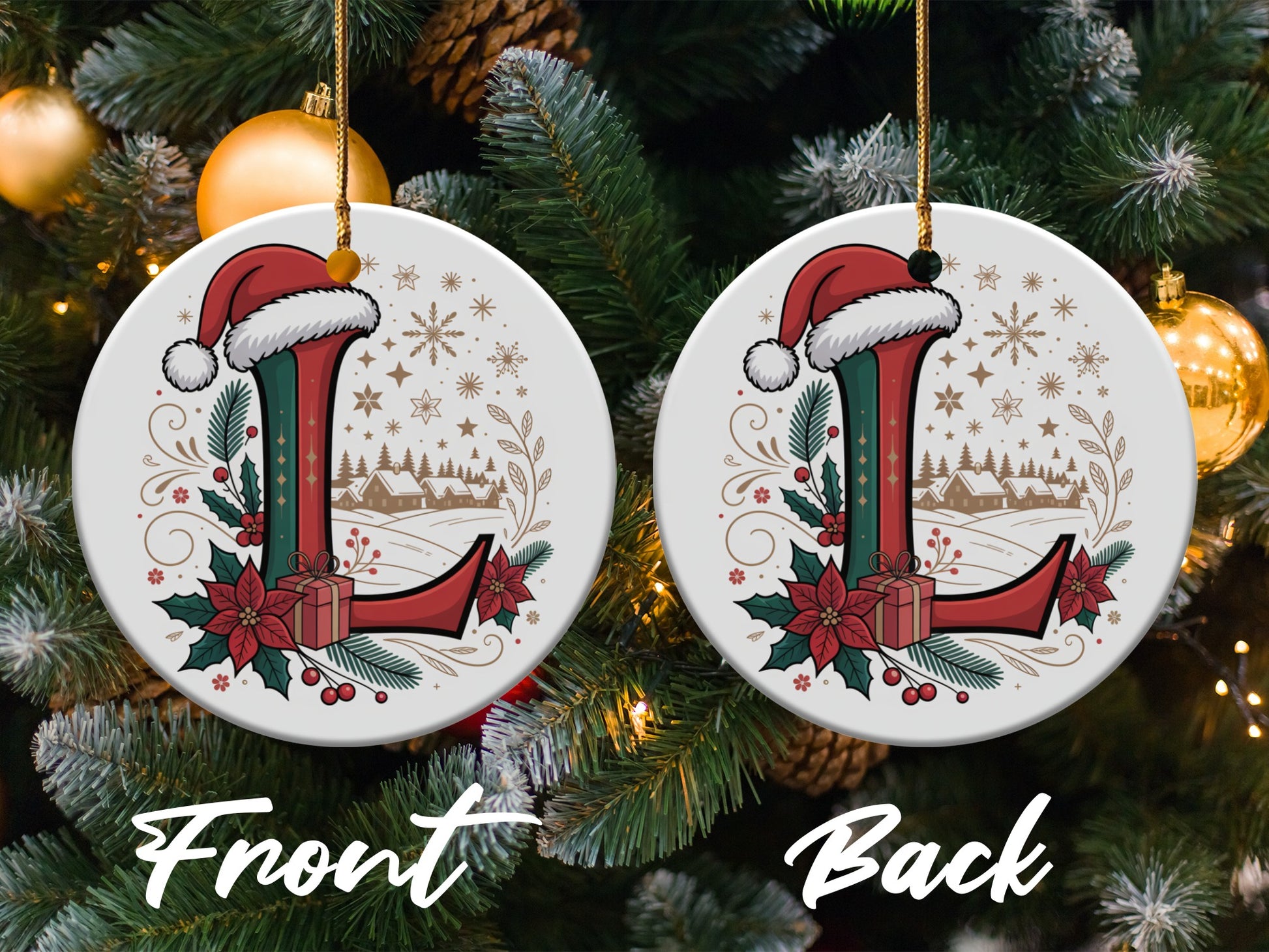 Personalized Christmas Ornament with Initial Design product type