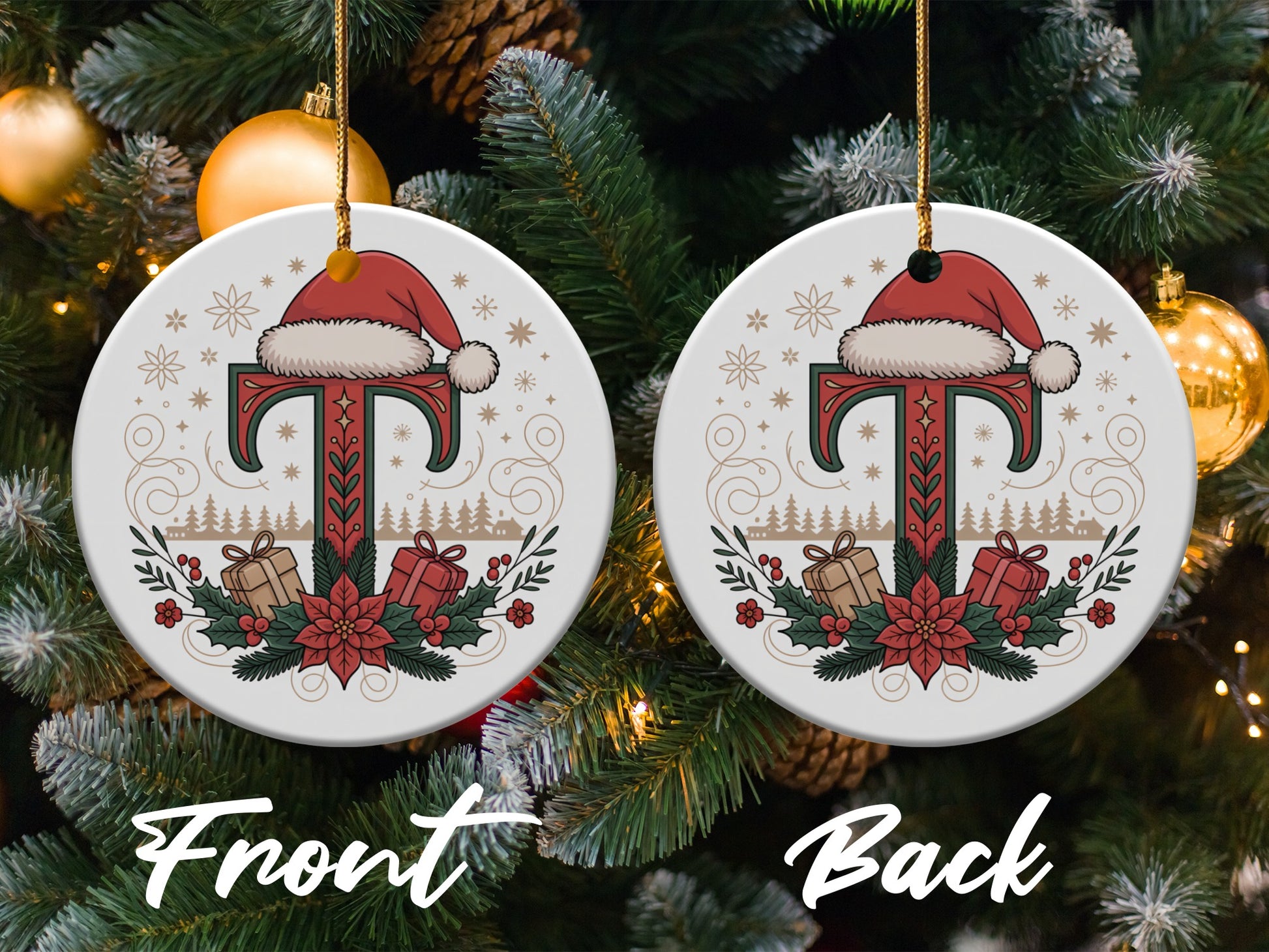 Customized Santa Hat Monogram Christmas Ornament product