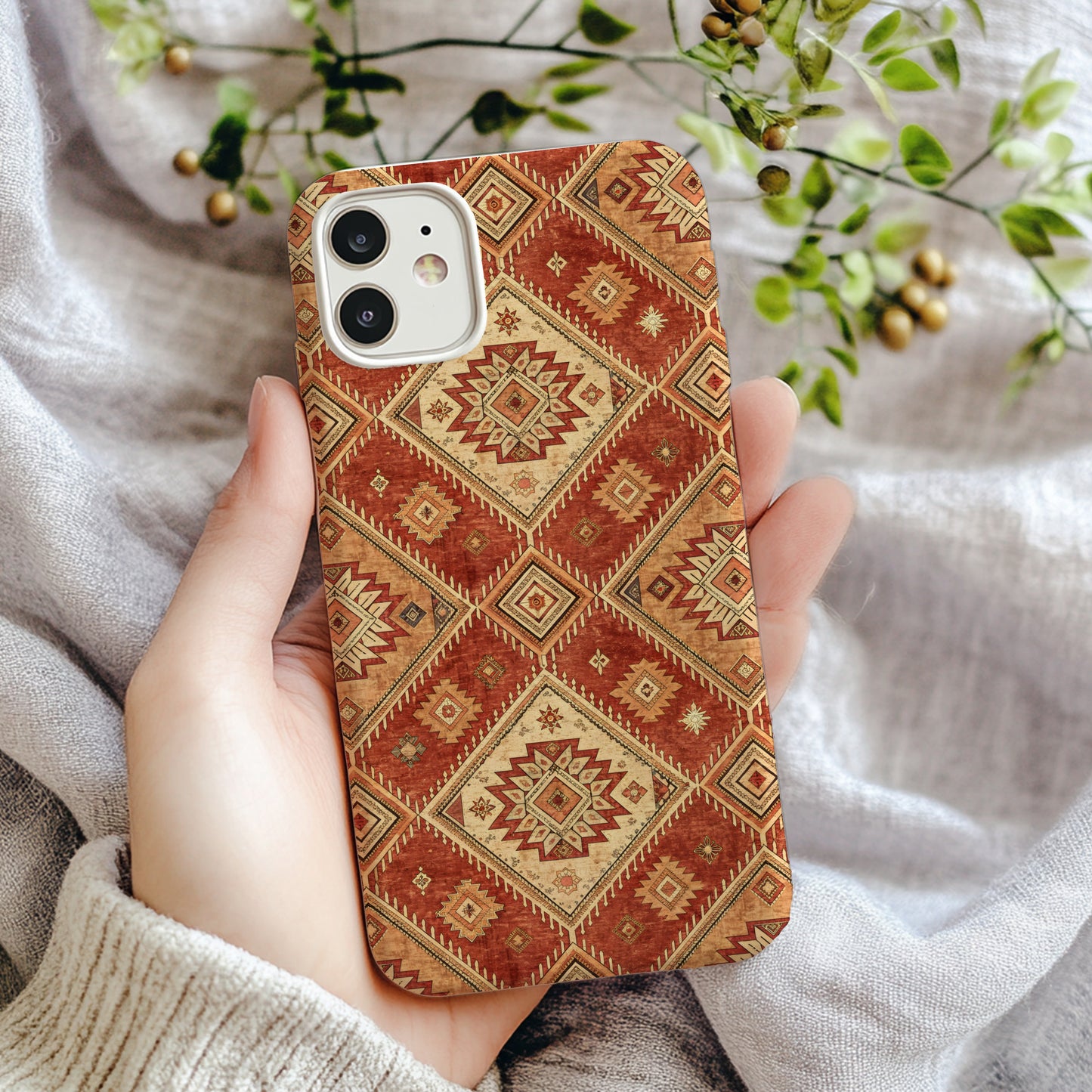 Geometric Diamonds Aztec Pattern Custom Phone Case - Walk Greener