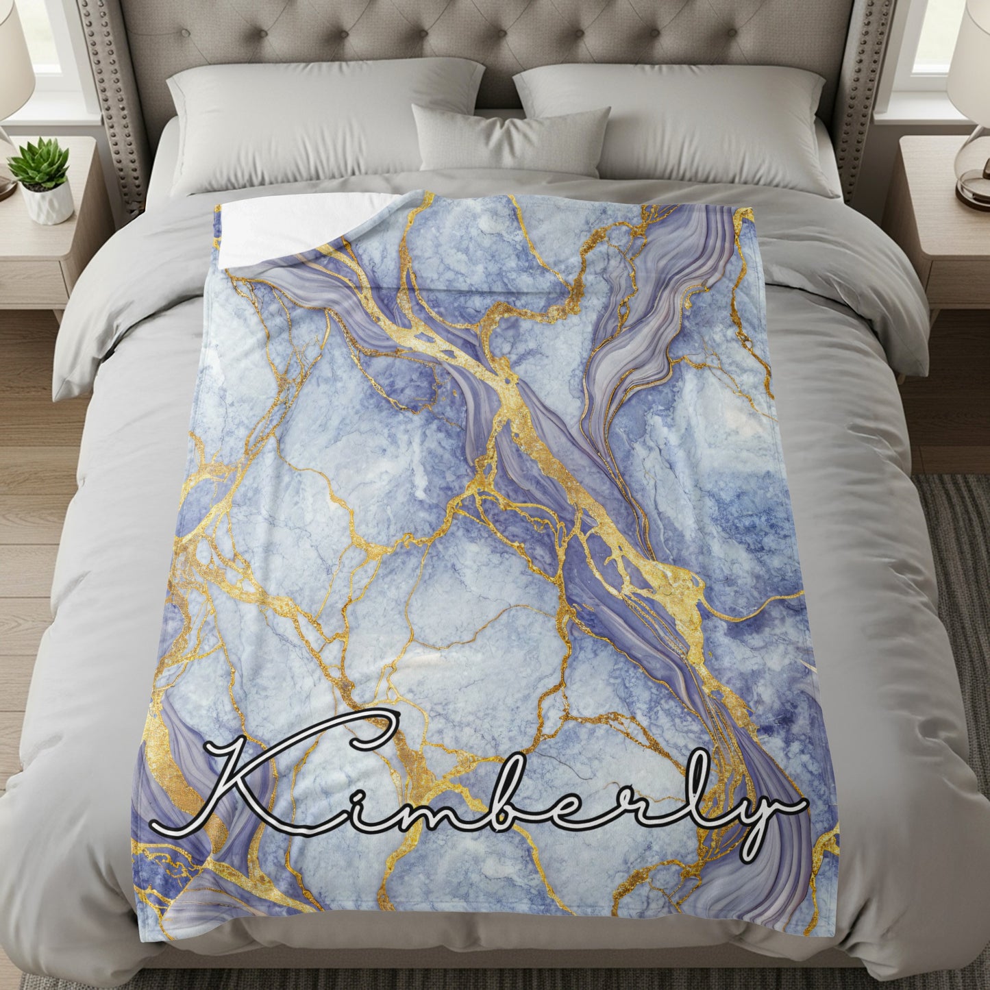 Marble Texture with Golden Veins and Custom Name - Walk Greener