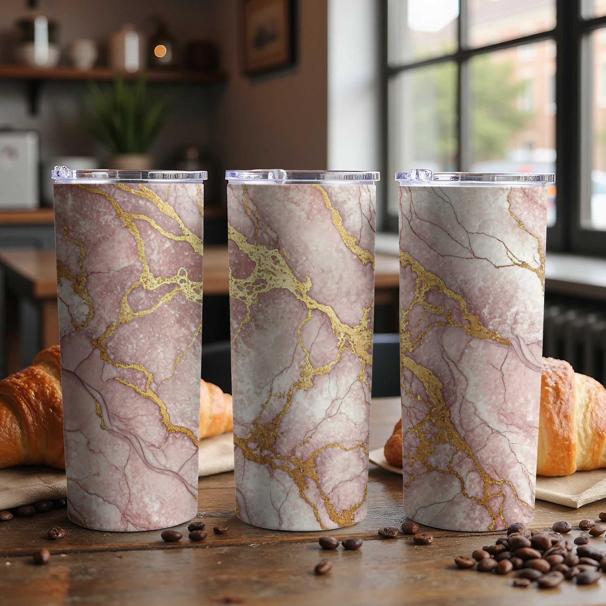 Elegant Marble Print Insulated Tumbler Cup Product