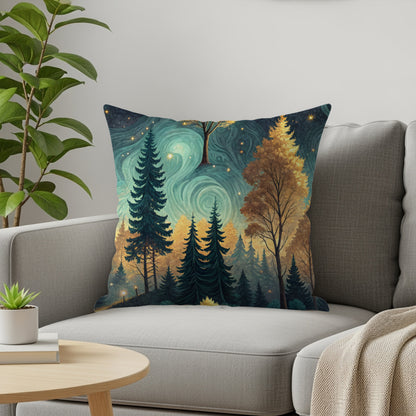 Enchanting Forest Night Sky Decorative Throw Pillow