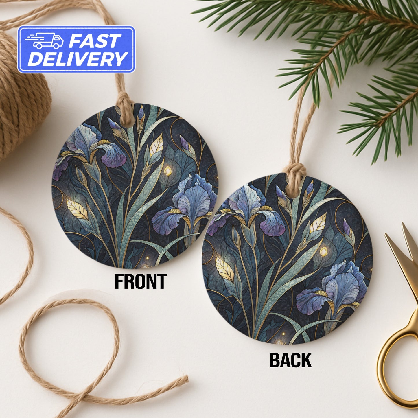 Floral Pattern Double-Sided Holiday Ornaments