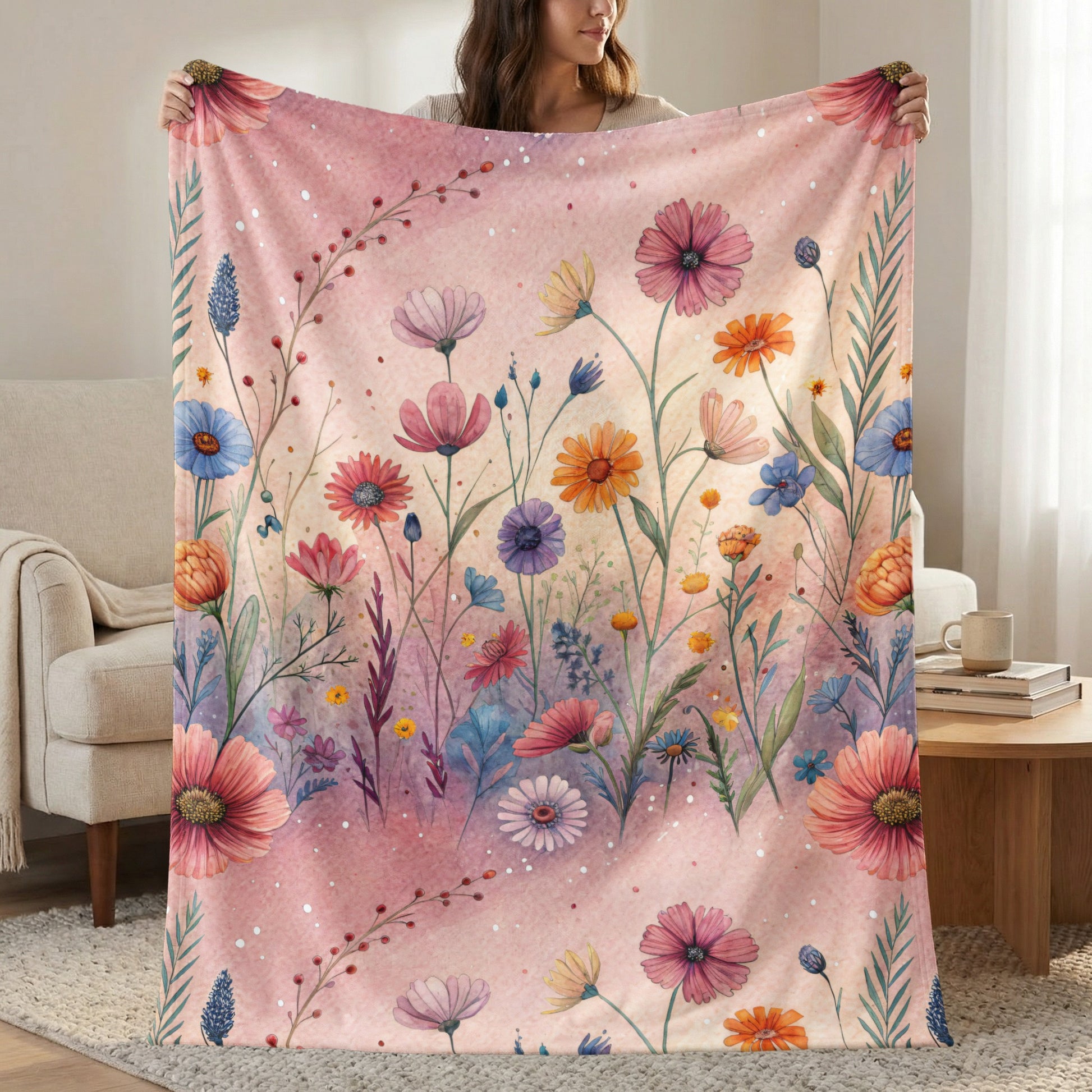 Floral Fantasy A Watercolor Dream Velveteen Plush Blankets - Walk Greener