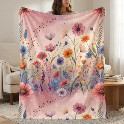 Floral Fantasy A Watercolor Dream Velveteen Plush Blankets - Walk Greener