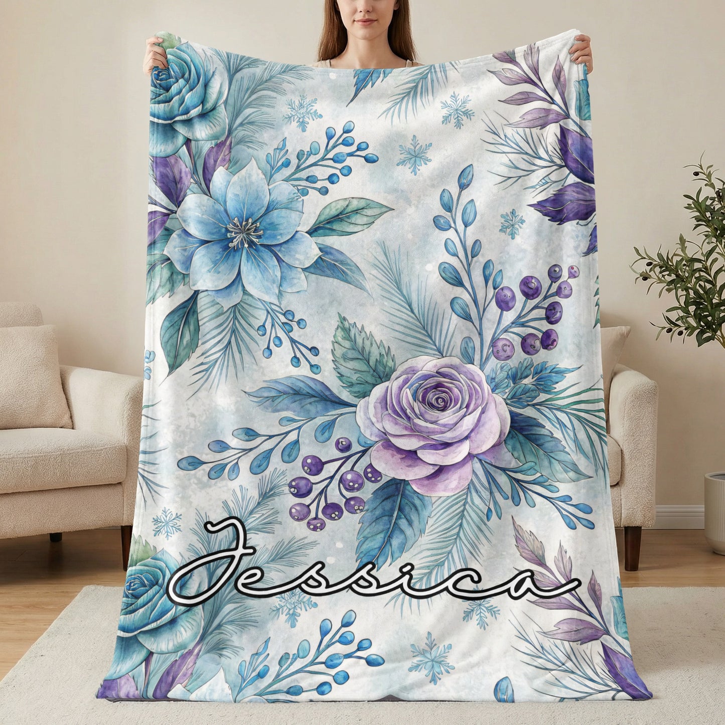 Personalized Floral Name Blanket Jessica Gifts Collection