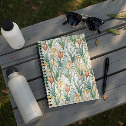 Floral Spiral Notebook with Artistic Tulip Design