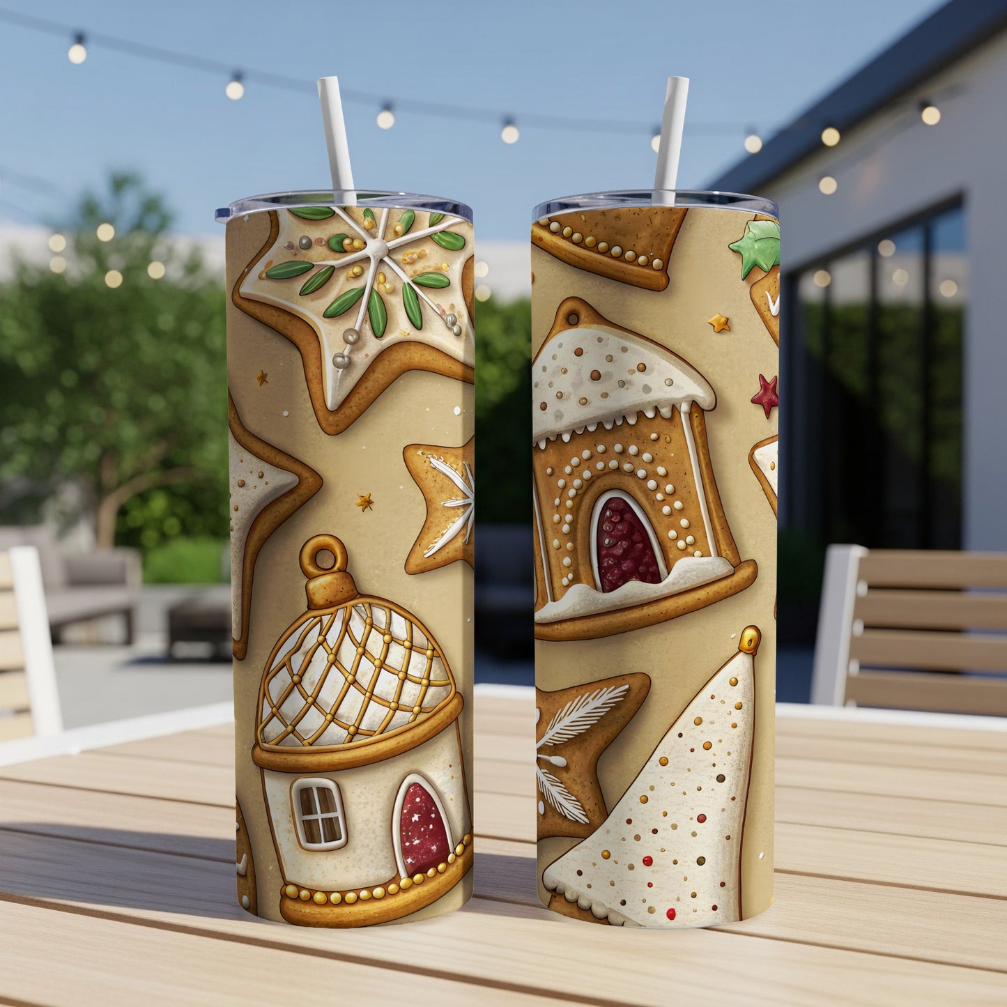 Festive Holiday Gingerbread Treats Pattern Design Tumbler - Walk Greener
